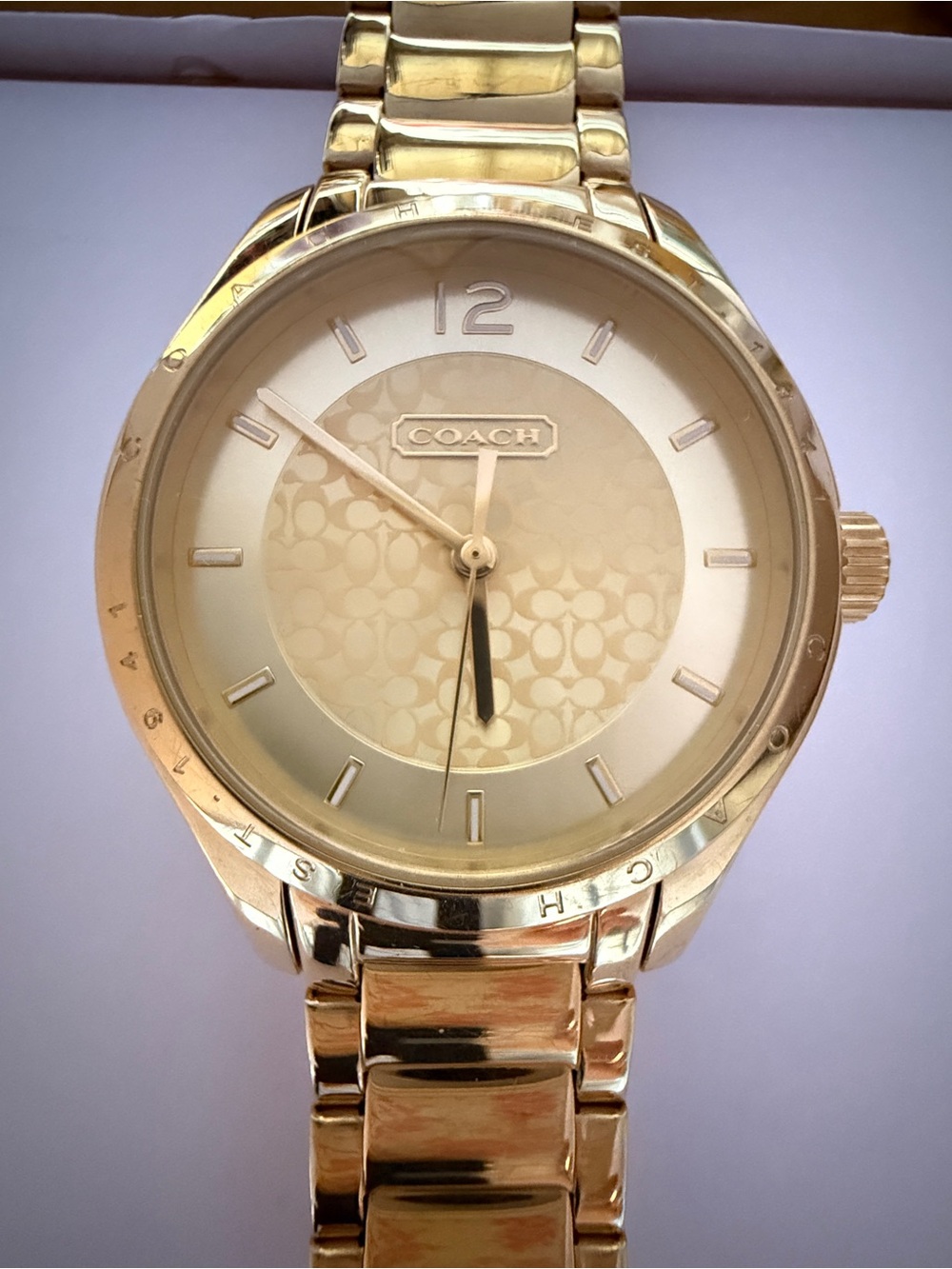 Coach Maddy Gold-Tone Signature Dial Stainless Steel Bracelet Watch